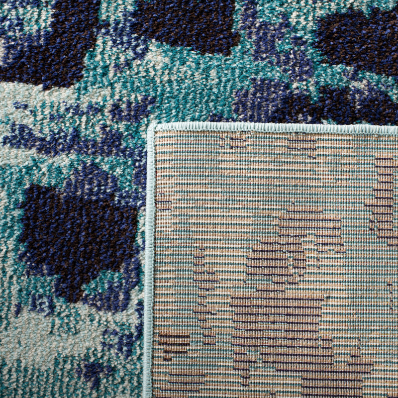 Tapis abstrait bleu clair / multicolore Hertzler, Tapis de couloir 2 pi 2 po x 12 pi