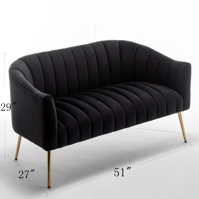 Mossley 51'' Velvet Loveseat, Black