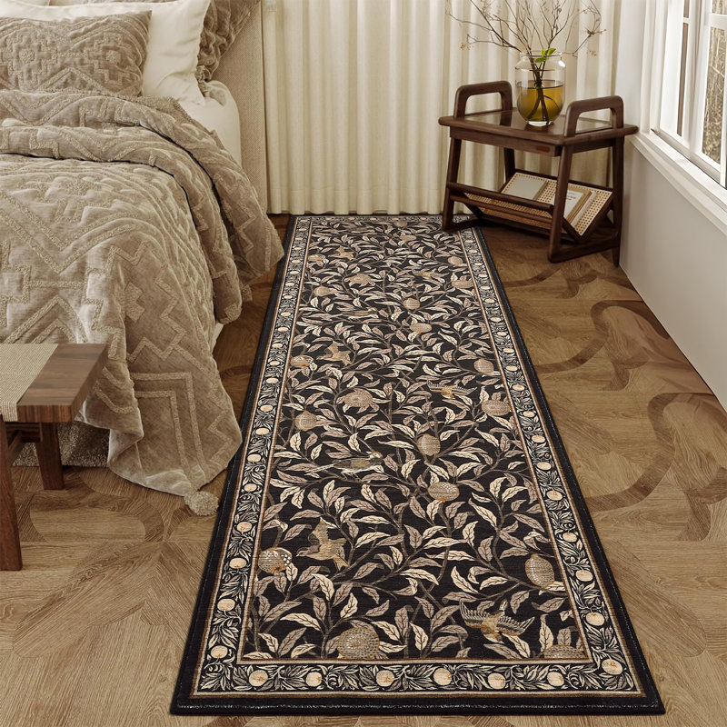 Farmhouse Machine Washable Rug for Living Room, Non-Slip Botanical Area Rugs, Low Pile Stain-Resistant Vintage Carpet, Soft Foldable Print Floor Mats for Bedroom, Nursery, Home Office