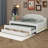Upholstered Daybed With Trundle, Storage Drawers & LED Belt, Corner Bed Frame With Headboard-2123495869