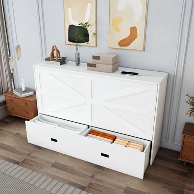 Cadre de lit pour chambre à coucher, lit escamotable avec tiroirs de rangement avec roues pivotantes