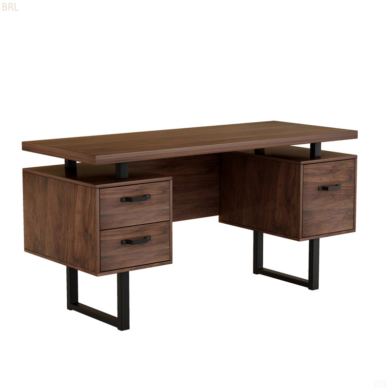 Bureau d'ordinateur à domicile avec tiroirs / dossiers suspendus de format lettre, table d'écriture 59 pouces avec tiroirs