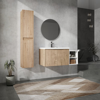 Meuble-lavabo de luxe 42 po avec lavabo en résine et unité latérale - option boîte d'évier