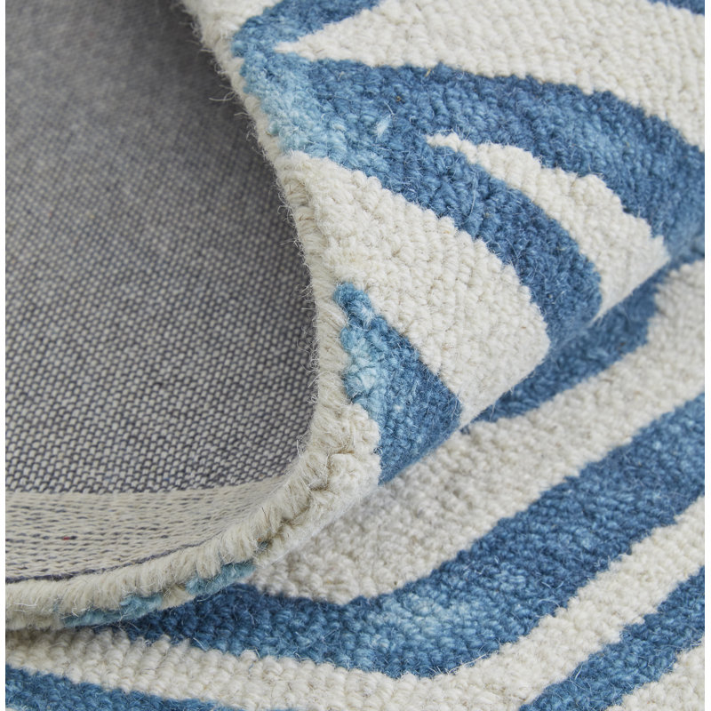 Marengo moderne abstrait, bleu / ivoire, Rond 10 pi