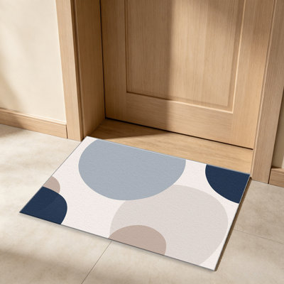Tapis rond bleu beige de 1 pièce, élégant tapis décoratif polyvalent, facile à nettoyer et à entretenir, pièce de mobilier idéale pour la chambre à coucher, le salon, le couloir, le vestibule, le dortoir et le bureau afin de rafraîchir l'ambiance intérieure de votre maison