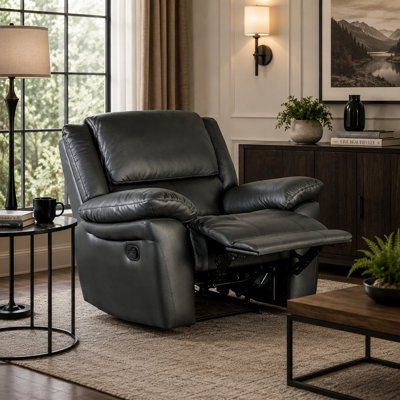 Fauteuil inclinable Larus, accoudoirs coussinés, similicuir noir Larus