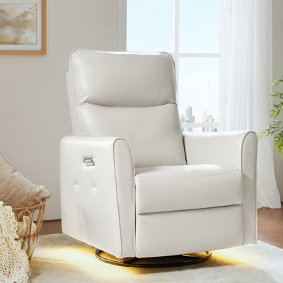 Tonisia Modern Faux Leather Dual Motor Power Swivel Recliner with Adjustable Power Headrest