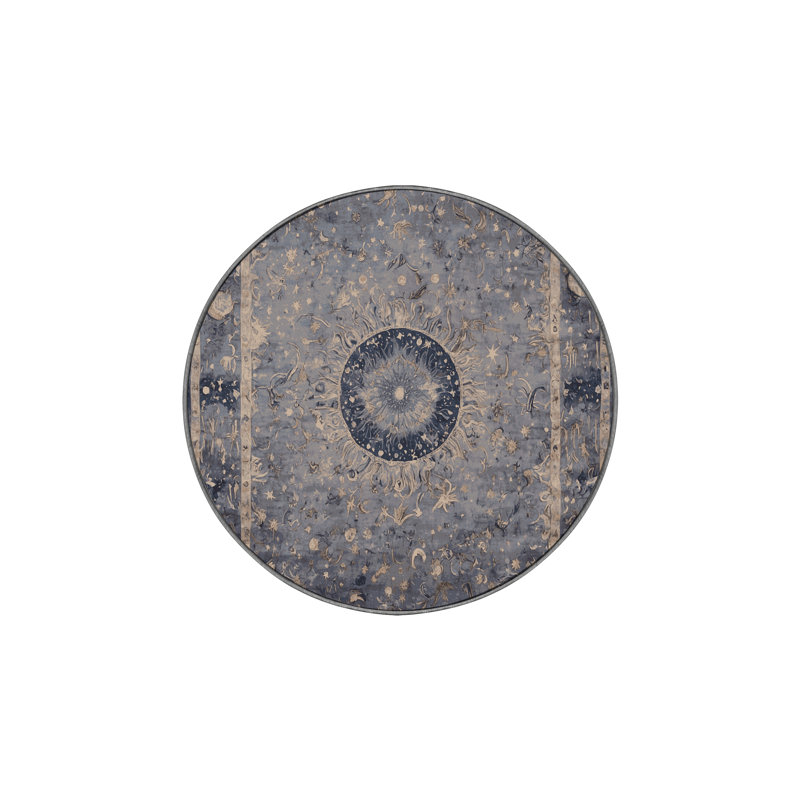 Tapis gris soyeux et moelleux, Rond 8 pi