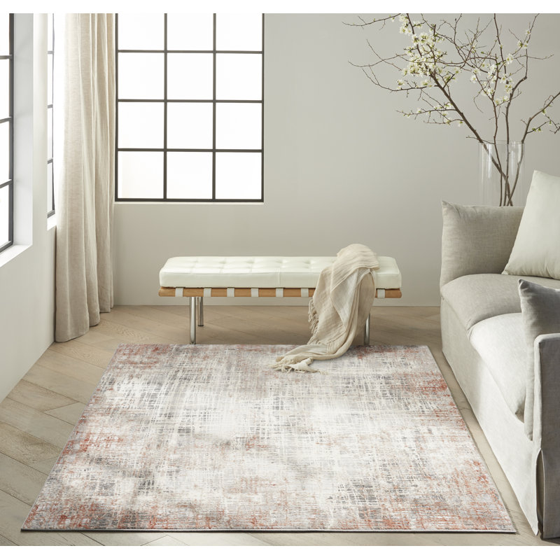 CK022 INFINITY Rust Red/Grey/Blue Area Rug, Rectangle 274 x 366cm