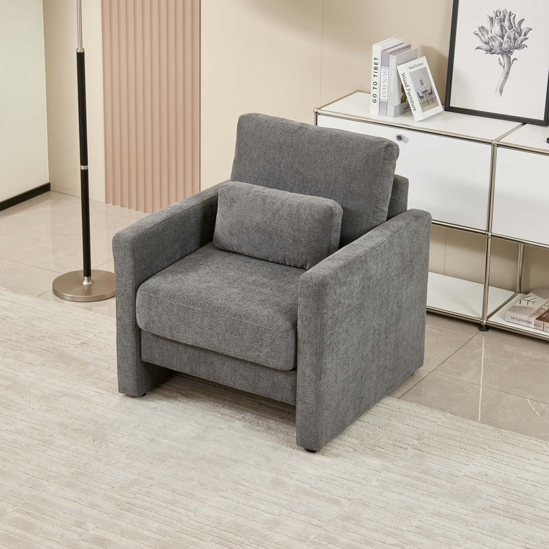 Chaise d'appoint moderne, fauteuil rembourré en chenille, Gris