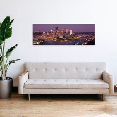 Vue aérienne de la ville au crépuscule, Pittsburgh, Pennsylvanie, États-Unis, art contemporain abstrait, art mural