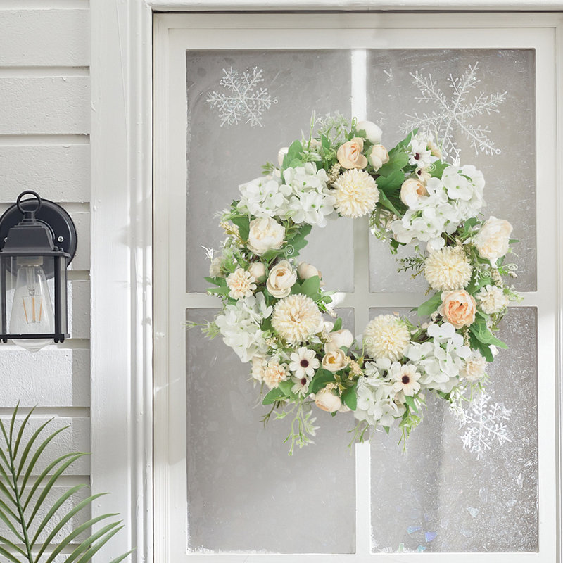38cm Spring Artificial Peony Wreath Mixed Flowers for Wedding Decor