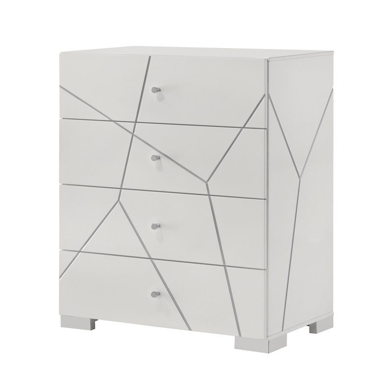 Commode en bois à 1 tiroir à accents géométriques audacieux 1pc