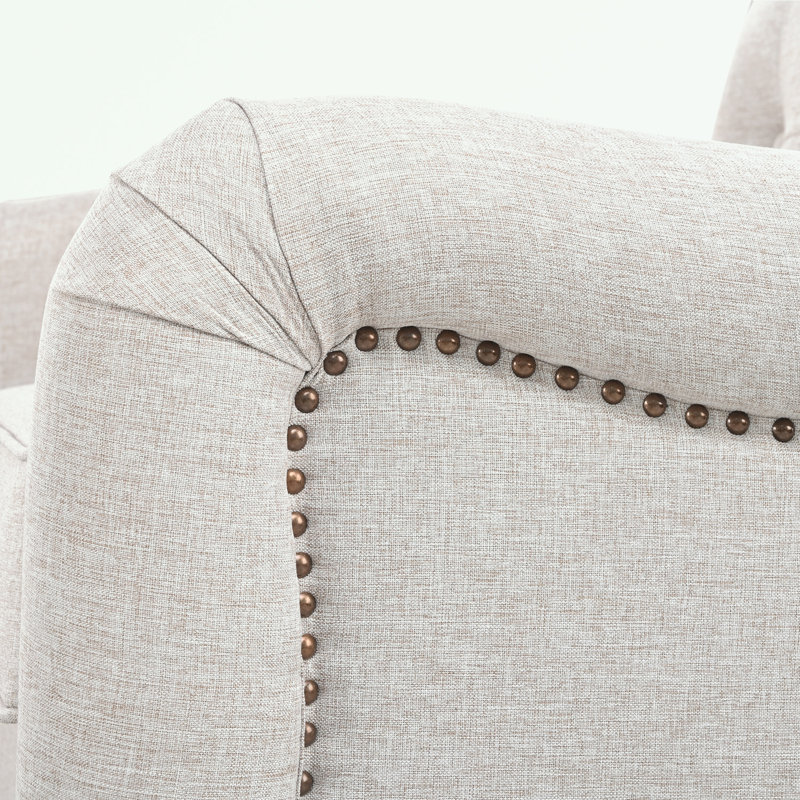 Canapé 3 pièces rembourré avec dossier capitonné, Beige