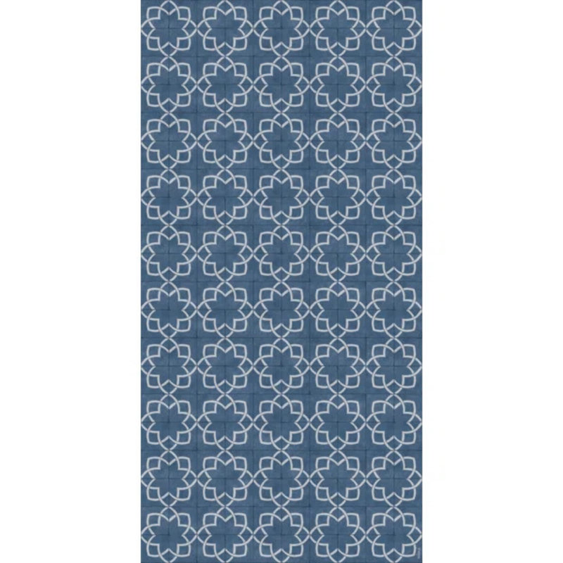 Manos Geometric Vinyl Area Mat in Blue, Rectangle 8' x 10'