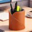 Organisateur de bureau français en cuir pour stylos, crayons, pinceaux de maquillage - Support de rangement polyvalent pour chambre d'enfant, bureau, coiffeuse