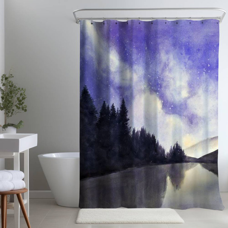 Shower Curtain LA127 – Polyester Shower Curtain, Dye Sublimation Print, 71" W × 74" L, Purple