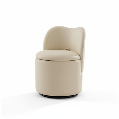 Fauteuil de coiffeuse avec rangement - Fauteuil de maquillage pivotant à 360 ° Sherpa, Tabouret d'appoint en tonneau pour chambre à coucher, salon, coiffeuse