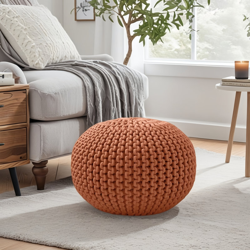 Pouf / repose-pieds 20 po en polyester tissé intérieur / extérieur rond toutes saisons par Jaipur Living