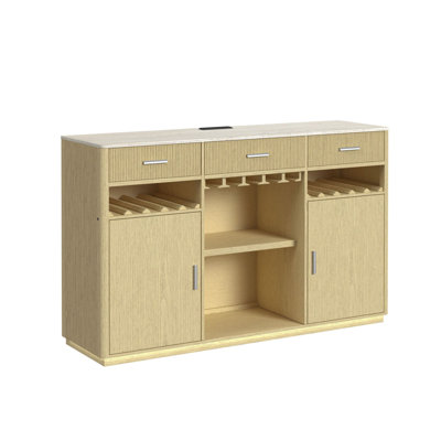 Galan Buffet with LED and Power in Off-White and Natural
