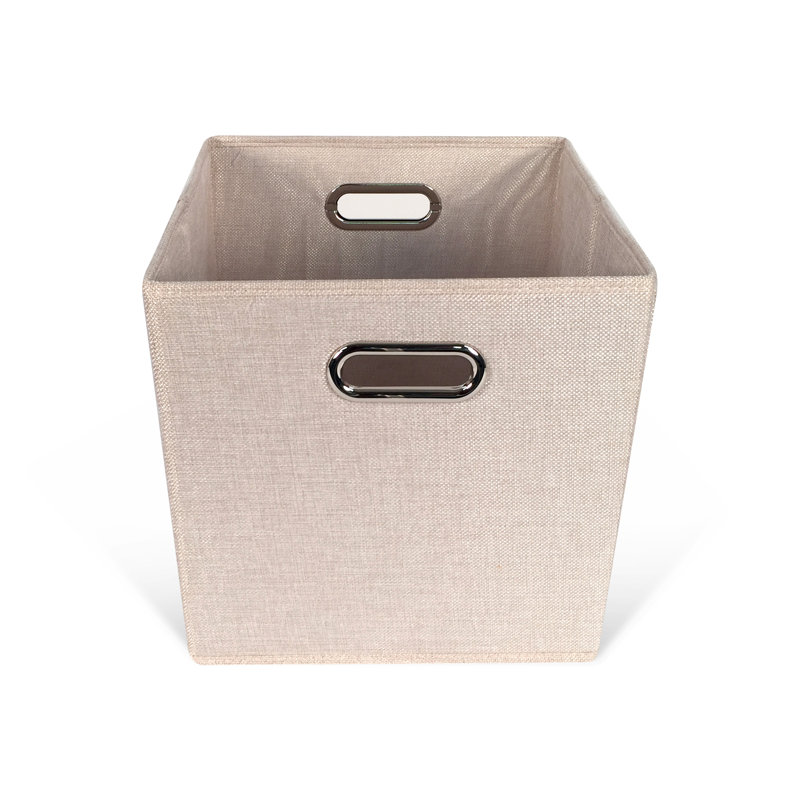 John Louis Home Tweed Cube Storage Bin, Cream