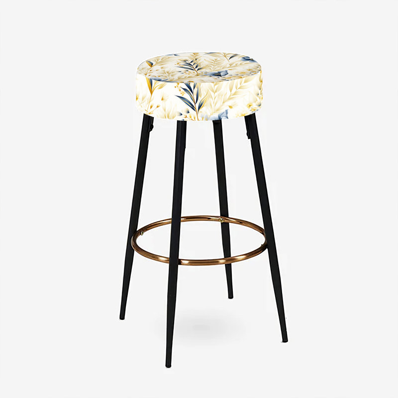 Ensemble de 2 tabourets de bar style bord de mer à motif de fleurs neutres côtières II