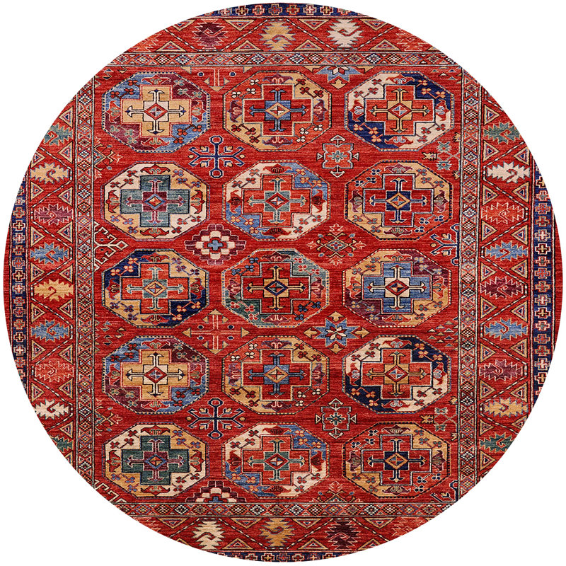Tapis 100% Mid-Century moderne lavable à la machine 2352, Rond 8 pi