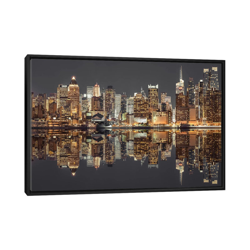 «New York V», impression sur toile, H 18 po x l 26 po x P 1,5 po, Toile avec cadre noir, Pas de tapis