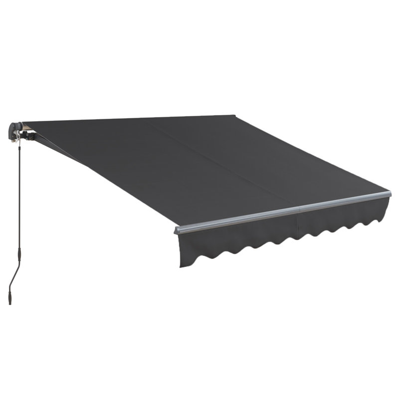 Canopee Retractable Patio Awning Sun Shade Awning with Manual Crank Handle 300g Polyes, 5.91"H x 116.14"W x 98.43"D, Black
