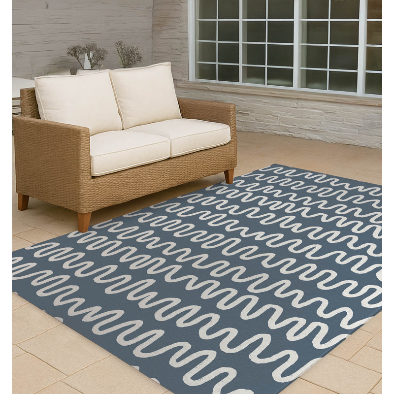 Tapis d'extérieur antidérapant à rayures Wiggle, Rectangle 5 pi x 7 pi