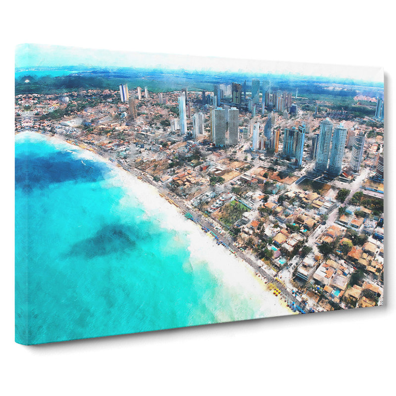 Skyline of Ponta Negra in Brazil - Wrapped Canvas, 35cm H x 50cm W x 3cm D