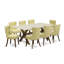 L'ensemble de mobilier de salle à manger 9 pièces comprend une table de salle à manger rectangulaire avec des pieds en X et 8 chaises rembourrées en tissu Linelight, finition jacobine patinée-123189585