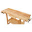 Établi en bois robuste de 55 pouces, banc en bois d'hévéa avec poignée et rangement réglables, table de travail d'une capacité de charge de 300 lb pour les projets de garage, d'atelier et de bricolage