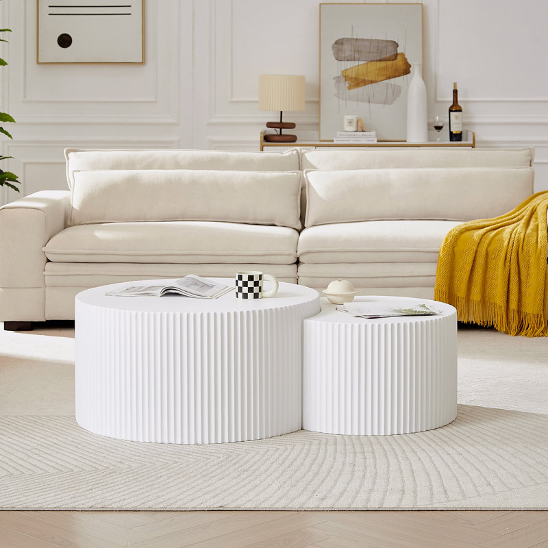 Ensemble de 2 tables gigognes blanches en MDF Handcraft
