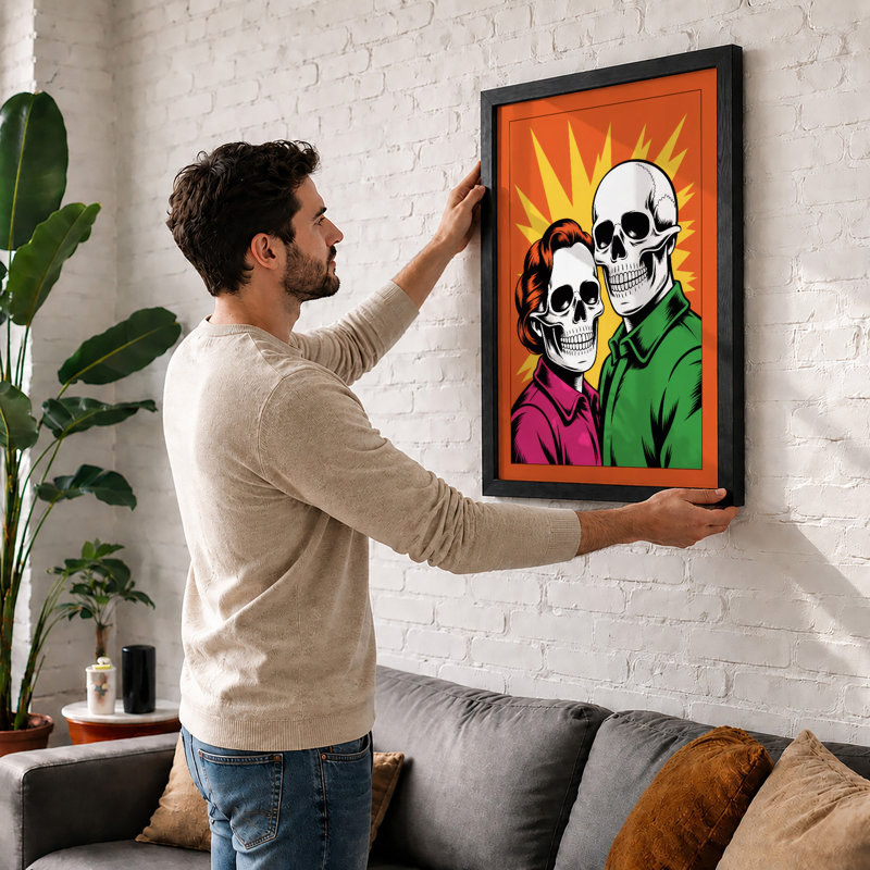 Grinning Companions Pop Art - Framed Print, A1 - 84.1 x 59.4 cm, White