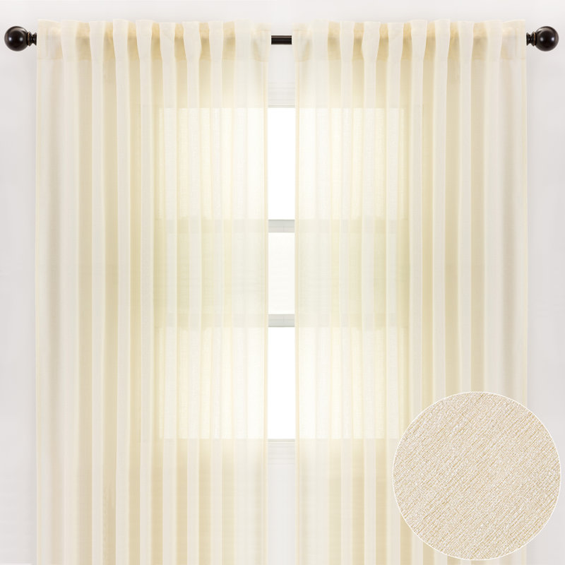 Paire de rideaux semi-transparents avec passe-tringle Moller, l 52 po x L 96 po, Jaune
