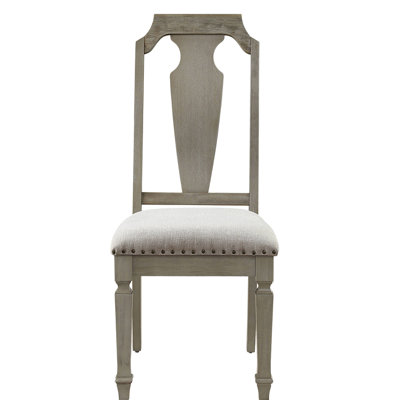 Rustic Side Chair (2) - Beige Linen, Weathered Oak Nuance Pattern