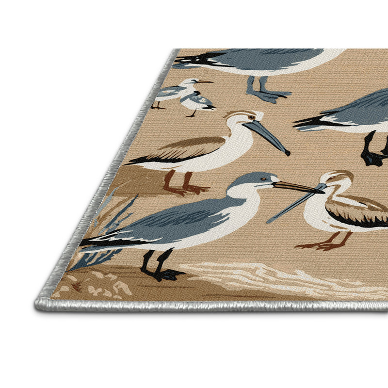  Tapis nautique lavable oiseaux de plage, Rectangulaire 7 pi x 10 pi