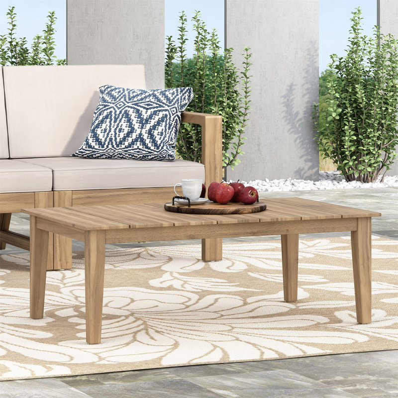 Table basse d'extérieur en bois d'acacia (seulement avec table basse, sans chaises)
