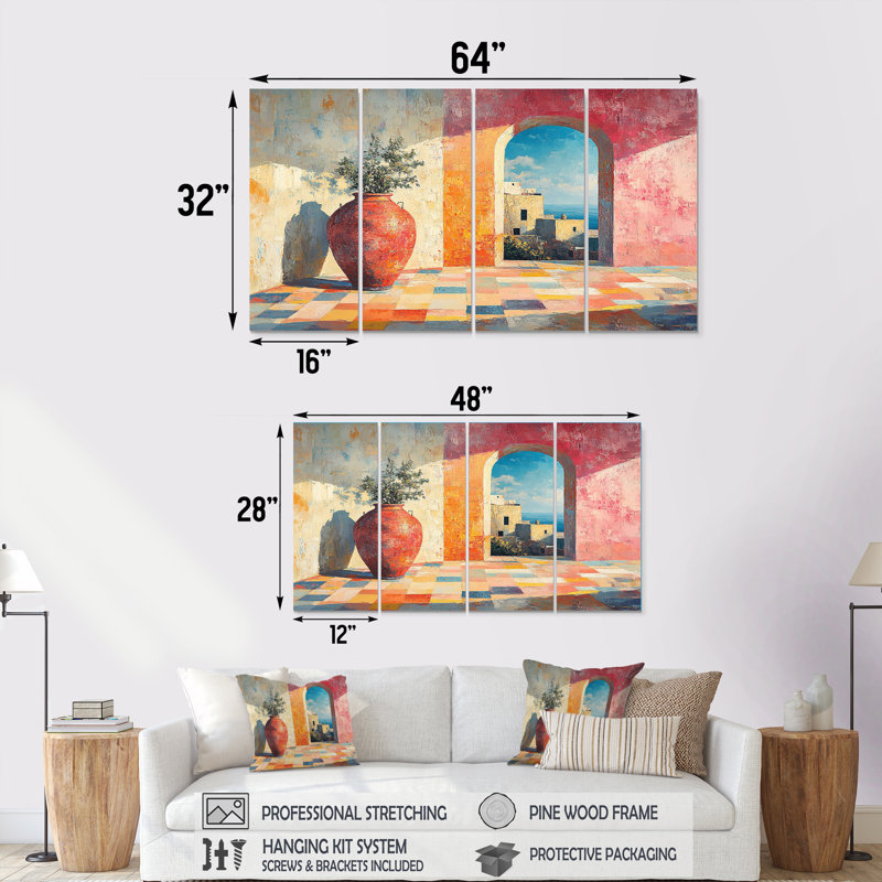 Rose Boho Pottery Sunrise Kiln - ensemble d'art mural Boho Pottery, H 28 po x l 48 po
