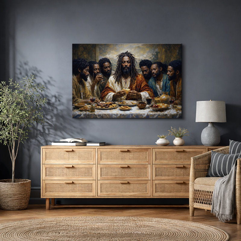 Œuvre de rassemblement spirituel moderne, photos de salle à manger, toile de fond encadrée, H 32 po x l 48 po x P 1,5 po