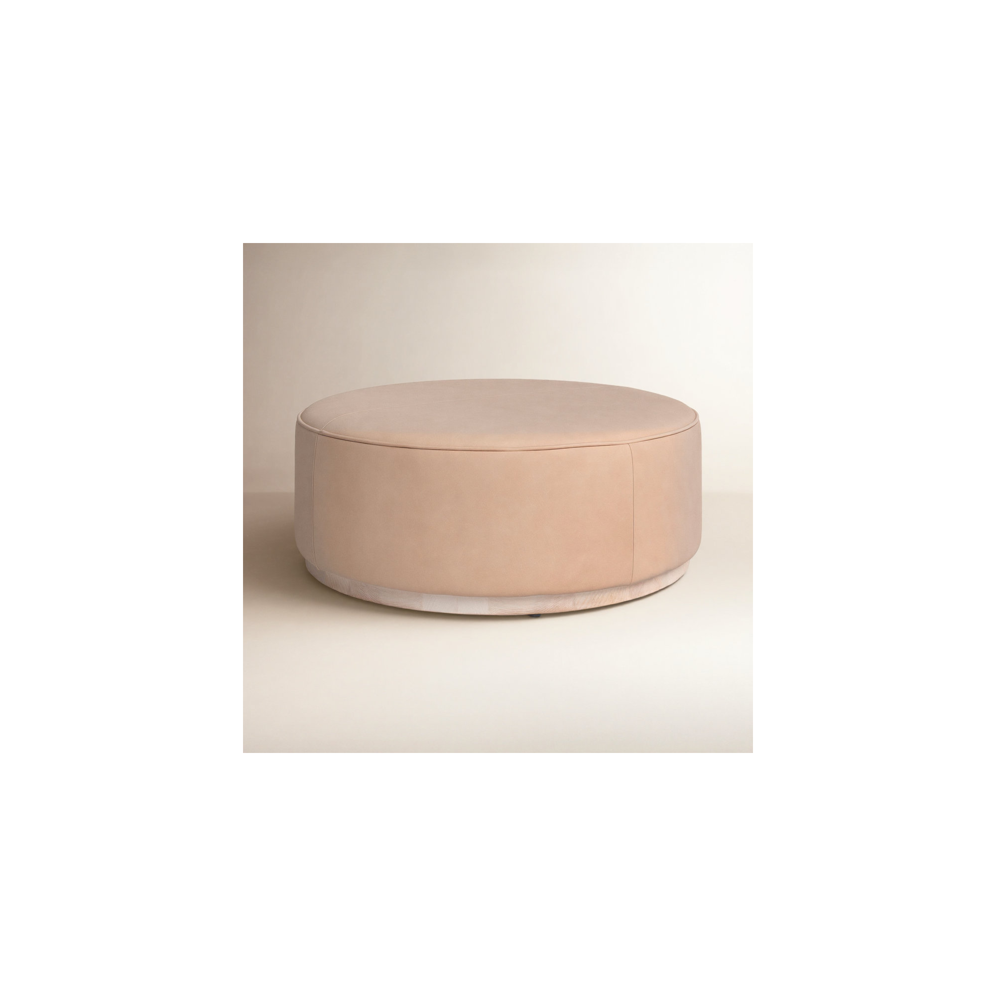 Clarksdale Upholstered Ottoman, Harness Burlap Faux leather, Natural Whitewash Ash