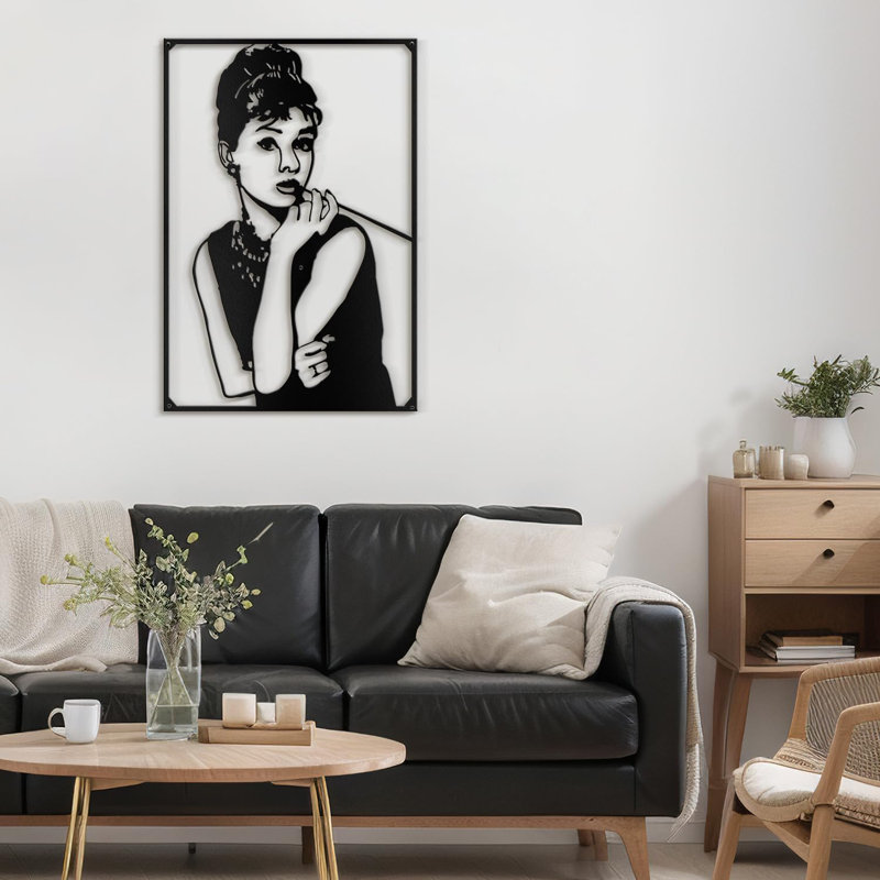 Décoration murale en métal, H 30 po x l 20 po x P 0,05 po, Noir
