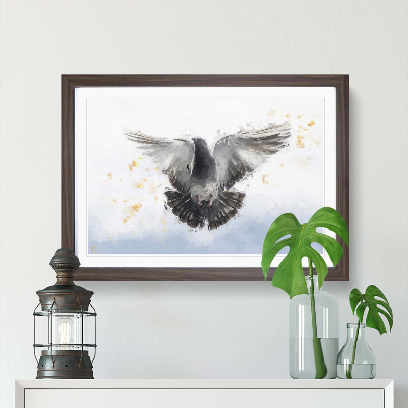 Flying Pigeon in Abstract - Framed Print, Walnut, 60cm H x 91cm W x 2cm D