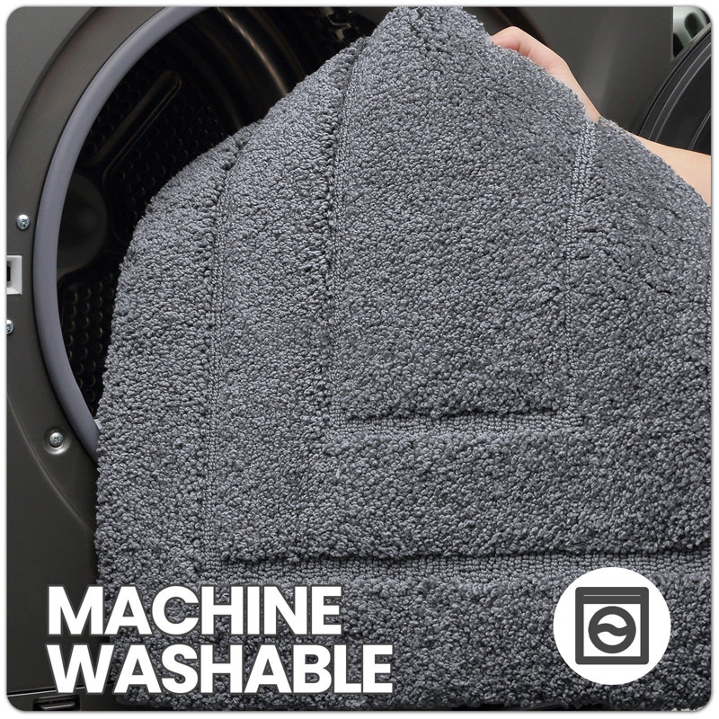 Tapis de bain avec envers antidérapant, Simple - L 24 po x l 16 po, Gris foncé