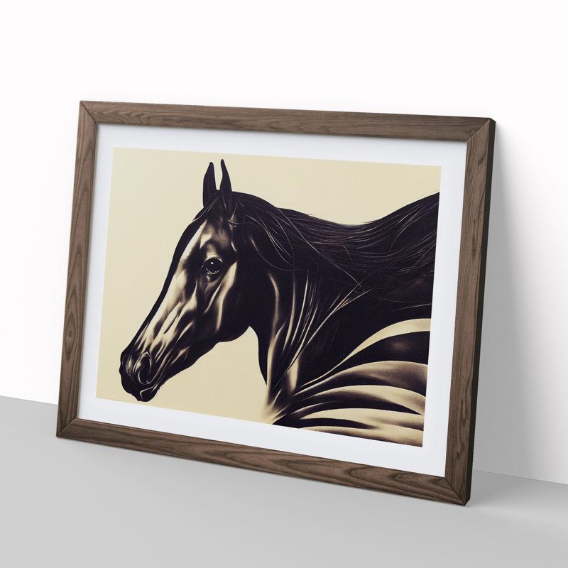 Beauteous Horse 1 Piece Single Picture Frame Wall Art, 34cm H x 46cm W x 2cm D, Walnut Framed