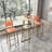-piece bar table and chair set with gold frame, storage table, sponge cushions, beige and orange upholstery