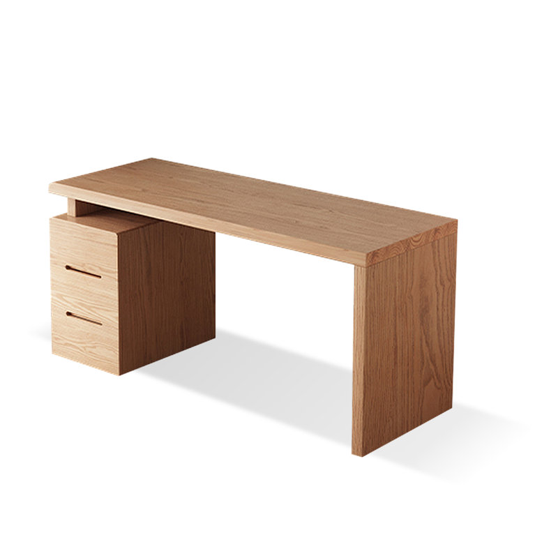 Bureau rectangulaire en bois massif avec 3 tiroirs Burlywood, H 29,53 po x l 62,99 po x P 23,62 po, Retour à gauche