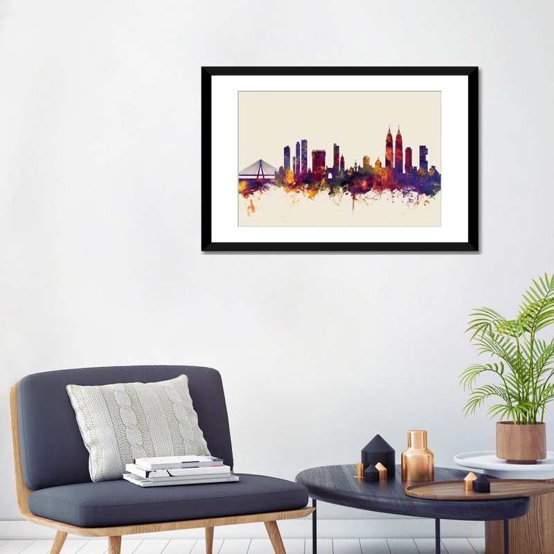 Skyline Series: Mumbai (Bombay), Inde, impression sur toile tendue beige, H 24 po x l 32 po x P 1 po, Blanc