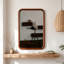 Miroir mural arrondi en bois, miroir mural vintage encadré en bois massif, miroir de coiffeuse décoratif moderne du milieu du siècle pour salle de bain, chambre ou entrée